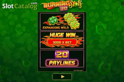 Οθόνη2. Burning Slots 20 Κουλοχέρης