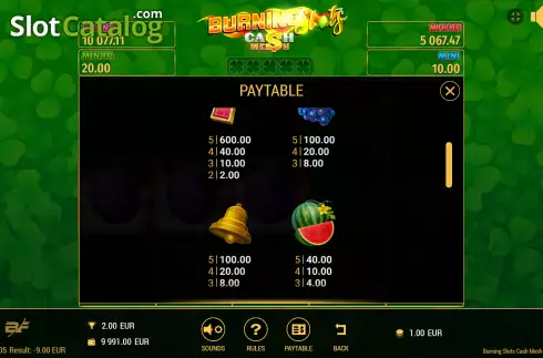 Οθόνη6. Burning Slots Cash Mesh Κουλοχέρης 