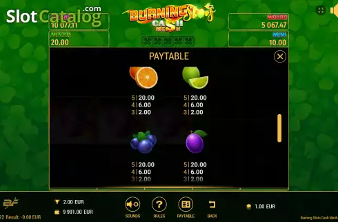Οθόνη7. Burning Slots Cash Mesh Κουλοχέρης 