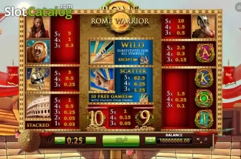 Οθόνη2. Rome Warrior (BF games) Κουλοχέρης 