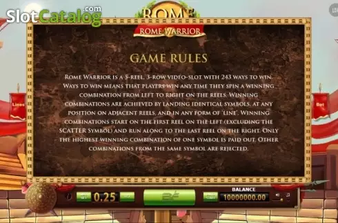 Οθόνη3. Rome Warrior (BF games) Κουλοχέρης 