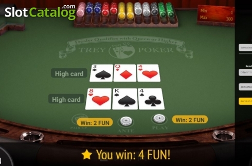 Οθόνη5. Trey Poker (BGaming) Κουλοχέρης