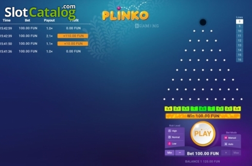 Οθόνη3. Plinko (BGAMING) Κουλοχέρης