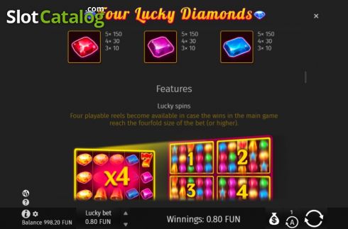 Οθόνη7. Four Lucky Diamonds Κουλοχέρης