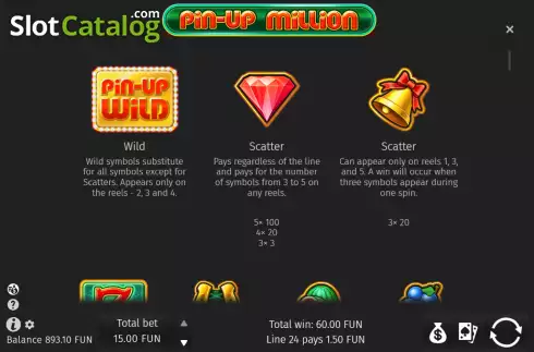 Οθόνη6. Pin-Up Million Κουλοχέρης