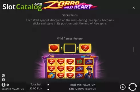 Οθόνη5. Zorro Wild Heart Κουλοχέρης 
