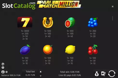 Οθόνη8. Parimatch Million Κουλοχέρης 