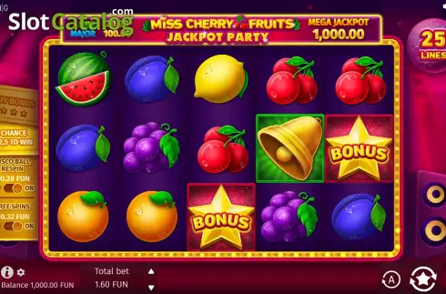 Οθόνη3. Miss Cherry Fruits Jackpot Party Κουλοχέρης 