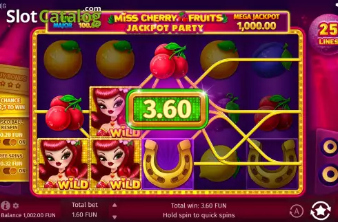 Οθόνη4. Miss Cherry Fruits Jackpot Party Κουλοχέρης 
