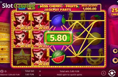 Οθόνη5. Miss Cherry Fruits Jackpot Party Κουλοχέρης 