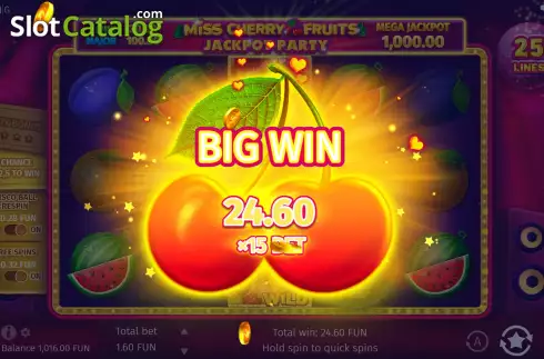 Οθόνη6. Miss Cherry Fruits Jackpot Party Κουλοχέρης 