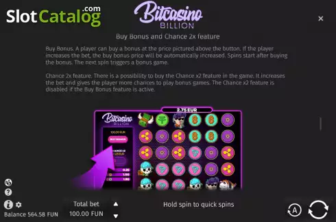 Οθόνη7. Bitcasino Billion Κουλοχέρης