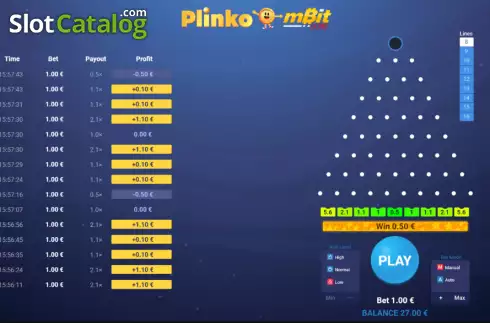 Οθόνη2. Plinko mBit Κουλοχέρης