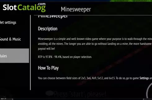 Οθόνη9. Minesweeper (BGAMING) Κουλοχέρης