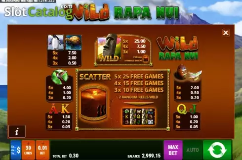 Πίνακας πληρωμών 1. Wild Rapa Nui Κουλοχέρης