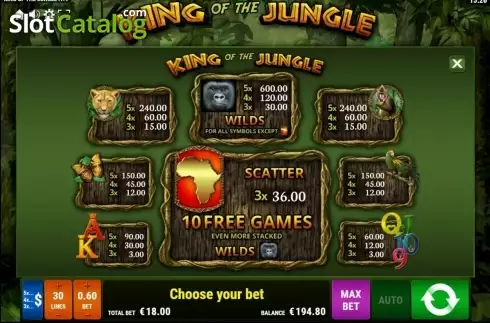 Οθόνη2. King of the Jungle (Gamomat) Κουλοχέρης