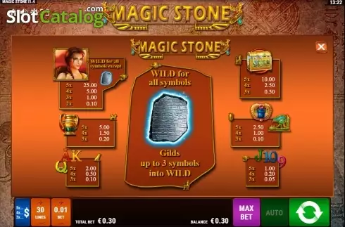 Πίνακας πληρωμών. Magic Stone (Bally Wulff) Κουλοχέρης