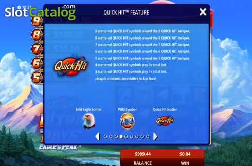 Οθόνη9. Quick Hit Ultra Pays Eagle's Peak Κουλοχέρης