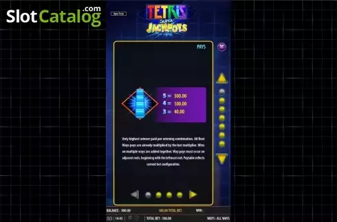 Οθόνη2. Tetris Super Jackpots Κουλοχέρης