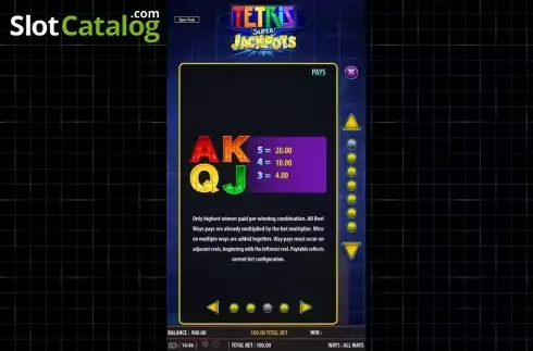 Οθόνη4. Tetris Super Jackpots Κουλοχέρης