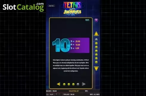 Οθόνη5. Tetris Super Jackpots Κουλοχέρης