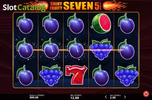 Οθόνη3. Shiny Fruity Seven 5 Lines Κουλοχέρης