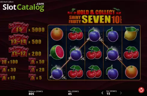 Οθόνη3. Shiny Fruity Seven 10 Lines Hold and Collect Κουλοχέρης