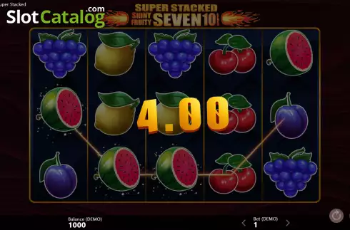 Οθόνη3. Shiny Fruits Seven 10 Lines Super Stacked Κουλοχέρης 