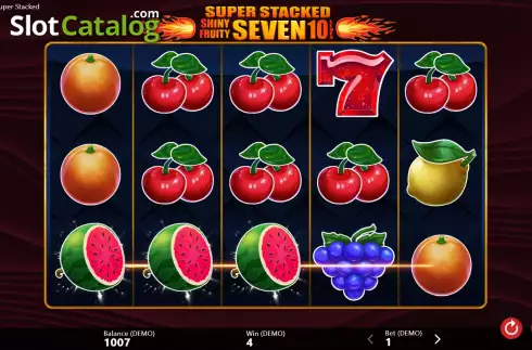 Οθόνη4. Shiny Fruits Seven 10 Lines Super Stacked Κουλοχέρης 