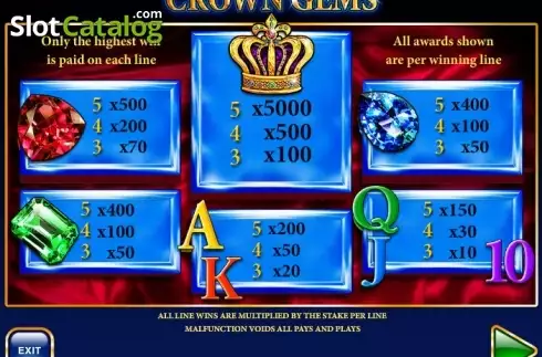 Πίνακας πληρωμών 1. Crown Gems Hi Roller Κουλοχέρης