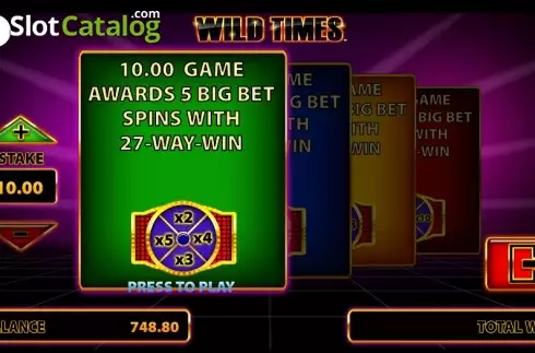 Οθόνη Intro Game 2. Wild Times Κουλοχέρης 