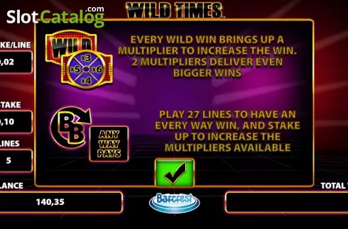 Οθόνη Intro Game 1. Wild Times Κουλοχέρης 