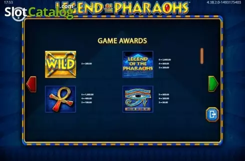 Πίνακας πληρωμών 1. Legend of the Pharaohs Κουλοχέρης