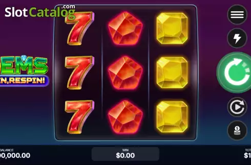 Οθόνη2. Gems, Win, Respin! Κουλοχέρης