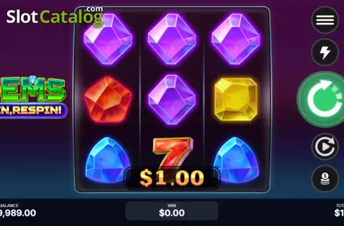 Οθόνη3. Gems, Win, Respin! Κουλοχέρης