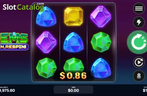 Οθόνη4. Gems, Win, Respin! Κουλοχέρης