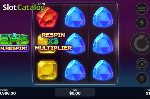 Οθόνη5. Gems, Win, Respin! Κουλοχέρης