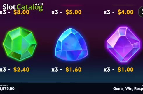 Οθόνη7. Gems, Win, Respin! Κουλοχέρης