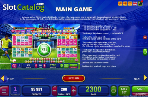 Οθόνη8. Bingo Soccer Κουλοχέρης
