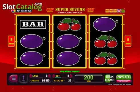 Οθόνη4. Super Sevens (Belatra Games) Κουλοχέρης 