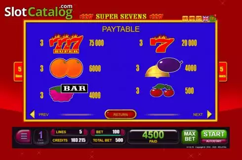 Οθόνη9. Super Sevens (Belatra Games) Κουλοχέρης 