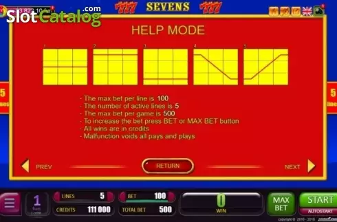 Οθόνη5. Sevens (Belatra Games) Κουλοχέρης