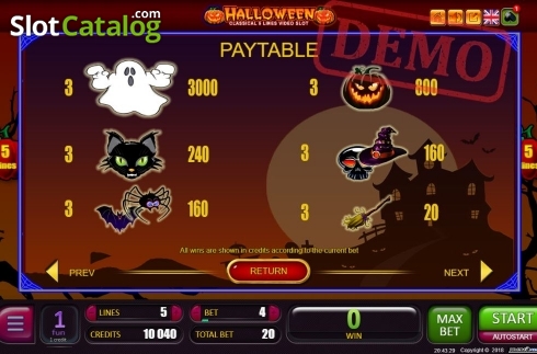 Οθόνη4. Halloween (Belatra Games) Κουλοχέρης