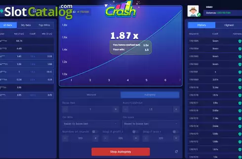 Οθόνη4. Crash (BetConstruct) Κουλοχέρης 