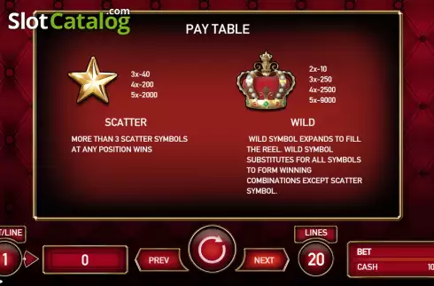 Οθόνη7. Royal Star 20 Lines Κουλοχέρης