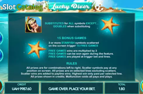 Οθόνη7. Lucky Diver Κουλοχέρης