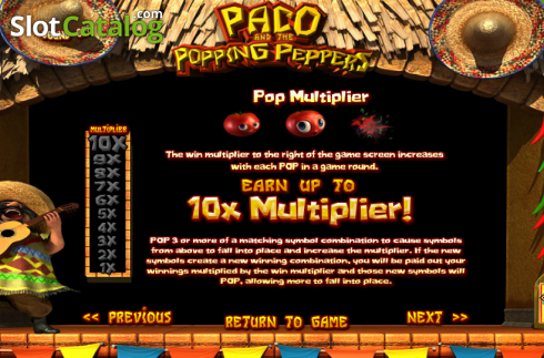 Πίνακας πληρωμών 1. Paco and the Popping Peppers Κουλοχέρης