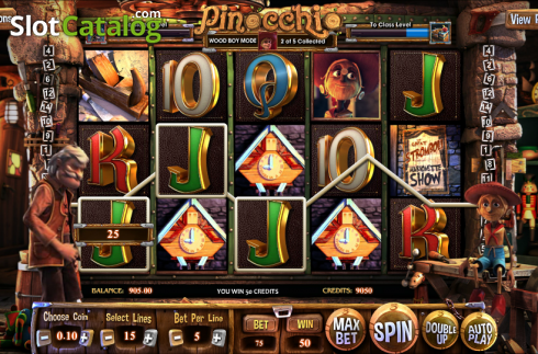 Ροδέλες. Pinocchio (Betsoft) Κουλοχέρης