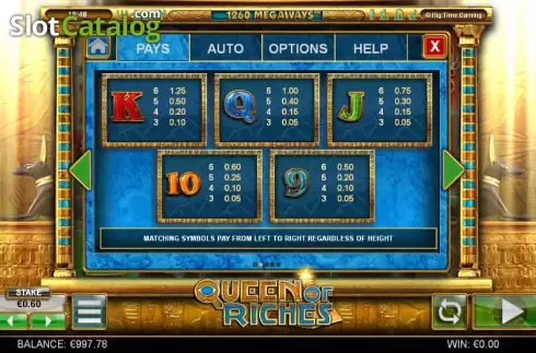 Πίνακας πληρωμών 2. Queen of Riches Κουλοχέρης