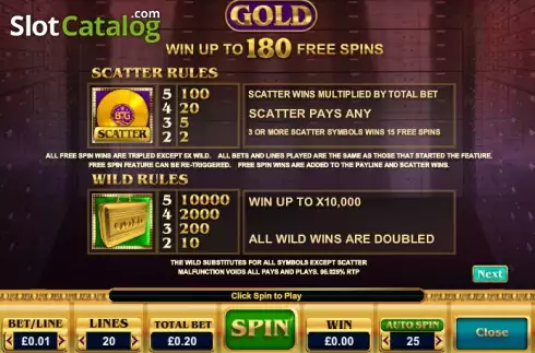 Πίνακας πληρωμών 2. Gold (Big Time Gaming) Κουλοχέρης
